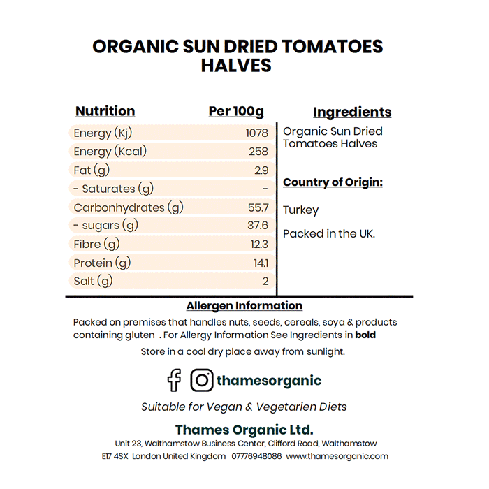 Organic Sun Dried Tomatoes Halves (Salted)