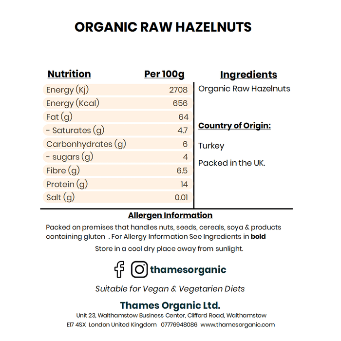 Organic Raw Hazelnuts