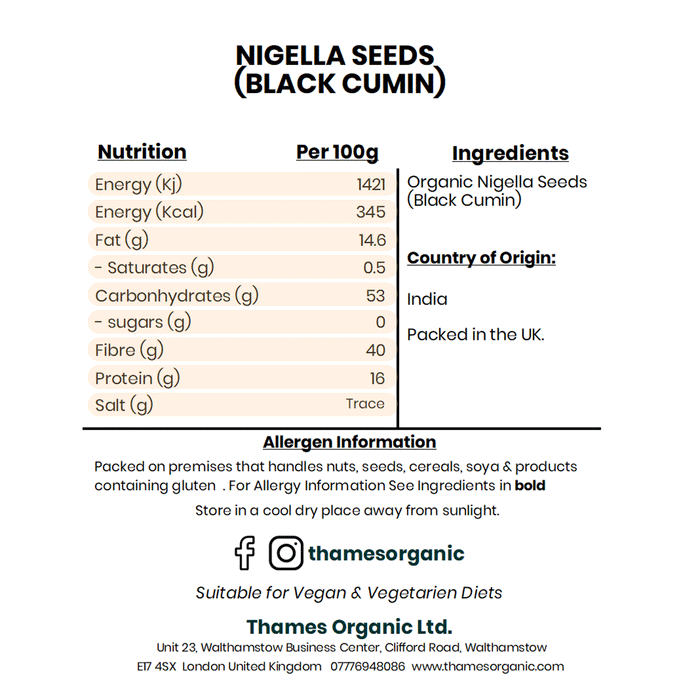 Organic Nigella Seeds (Black Cumin)