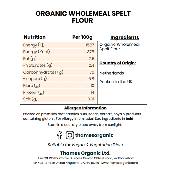 Organic Wholemeal Spelt Flour