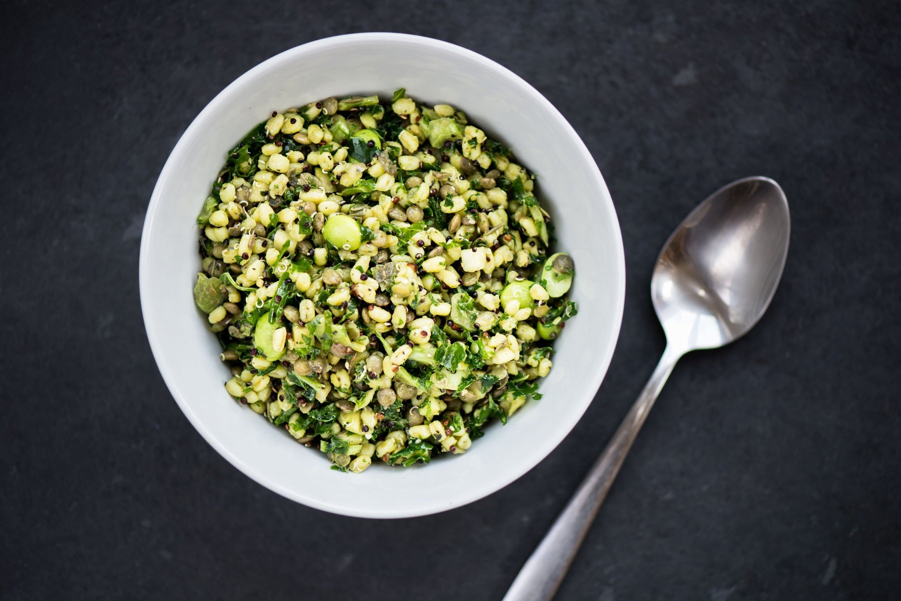 Organic Green Lentil and Kale Salad: A Fresh and Healthy Lunch Option