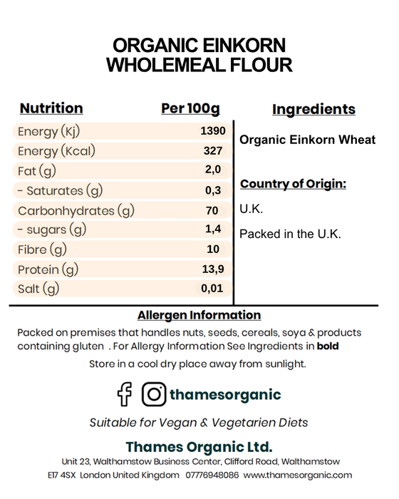 Organic Einkorn Wholemeal Flour