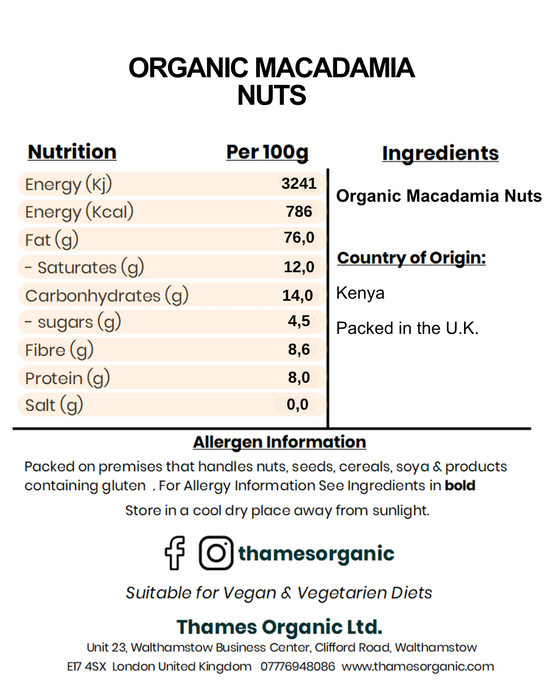 Organic Macadamia Nuts