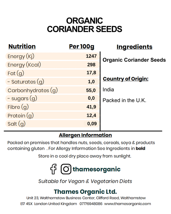 Organic Coriander Seeds