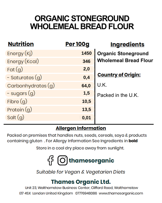 Organic Stoneground Wholemeal Bread Flour