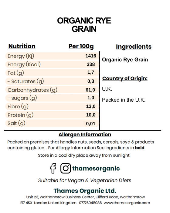 Organic Rye Grain