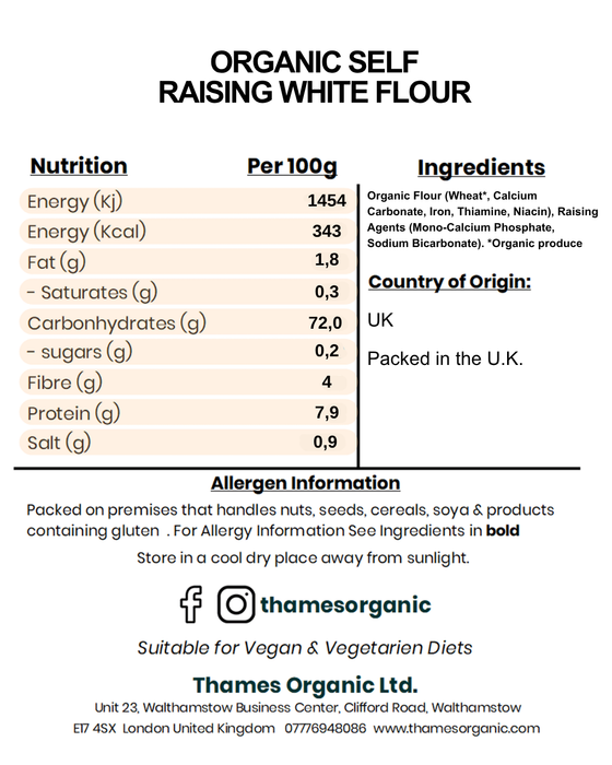 Organic Self Raising White Flour