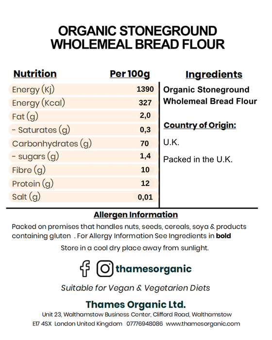 Organic Stoneground Wholemeal Wheat Flour