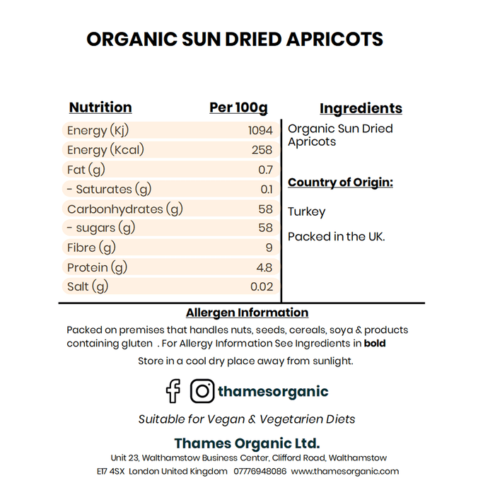 Organic Sun Dried Apricots