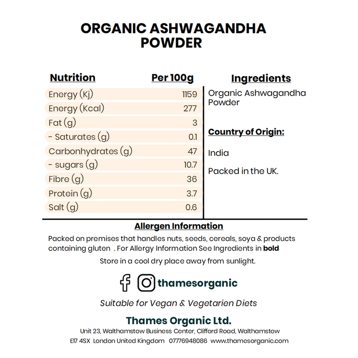 Organic Ashwagandha Powder - Thames Organic