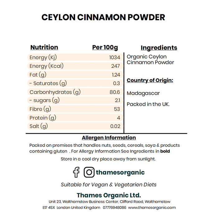 Organic Cinnamon Powder - Thames Organic