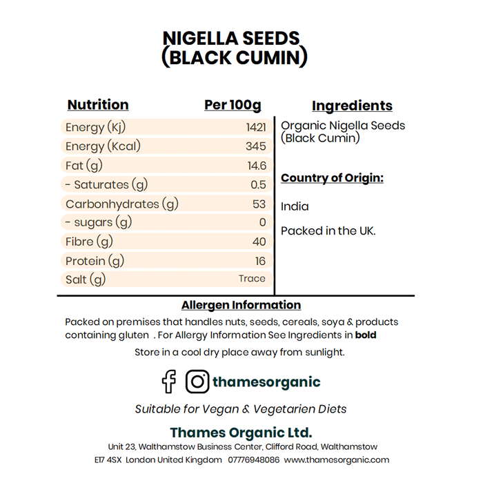 Organic Nigella Seeds (Black Cumin) - Thames Organic