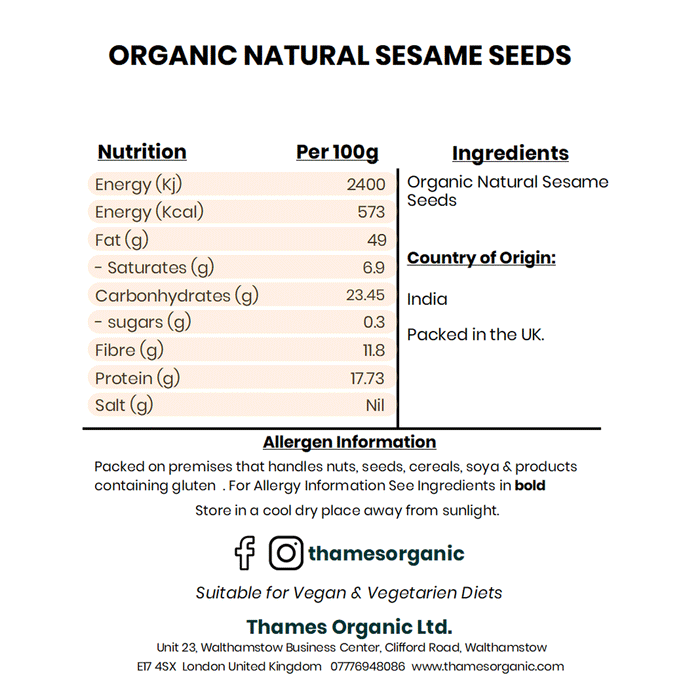 Organic Whole Sesame Seeds - Thames Organic