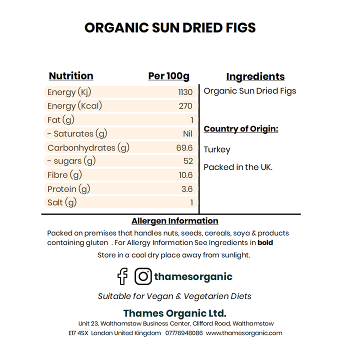 Organic Sun Dried Figs - Thames Organic