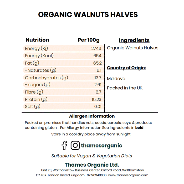 Organic Walnuts Halves - Thames Organic