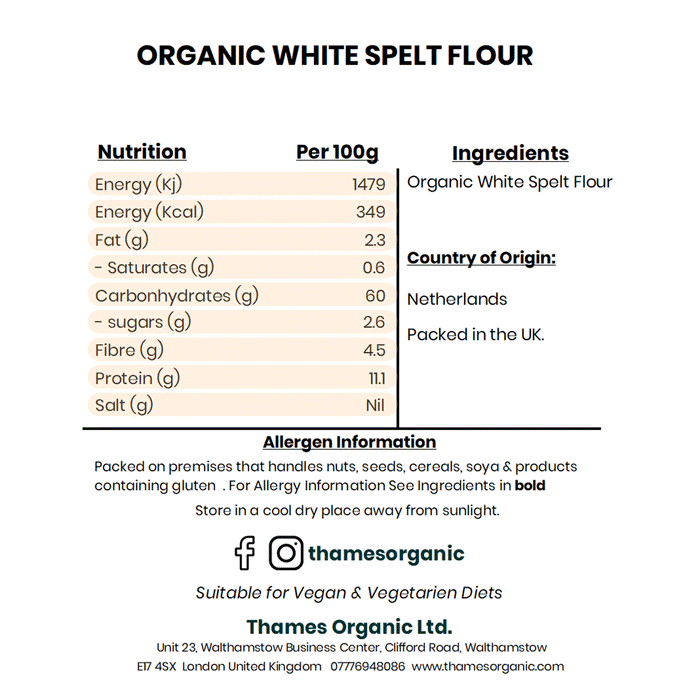 Organic White Spelt Flour - Thames Organic